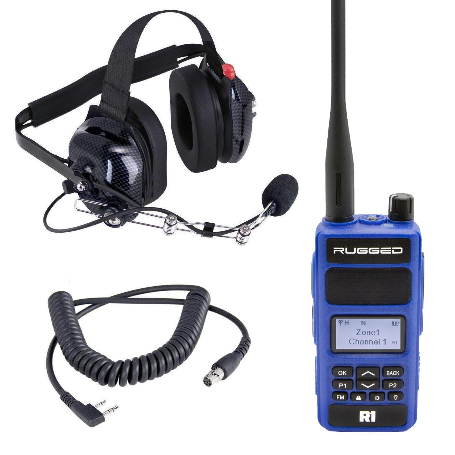 Crew Chief - H42 Spotter Headset and Rugged Handheld Radio Package - Single Radio with Nitro Bee X / RDH Digital UHF Radio / Safety Yellow