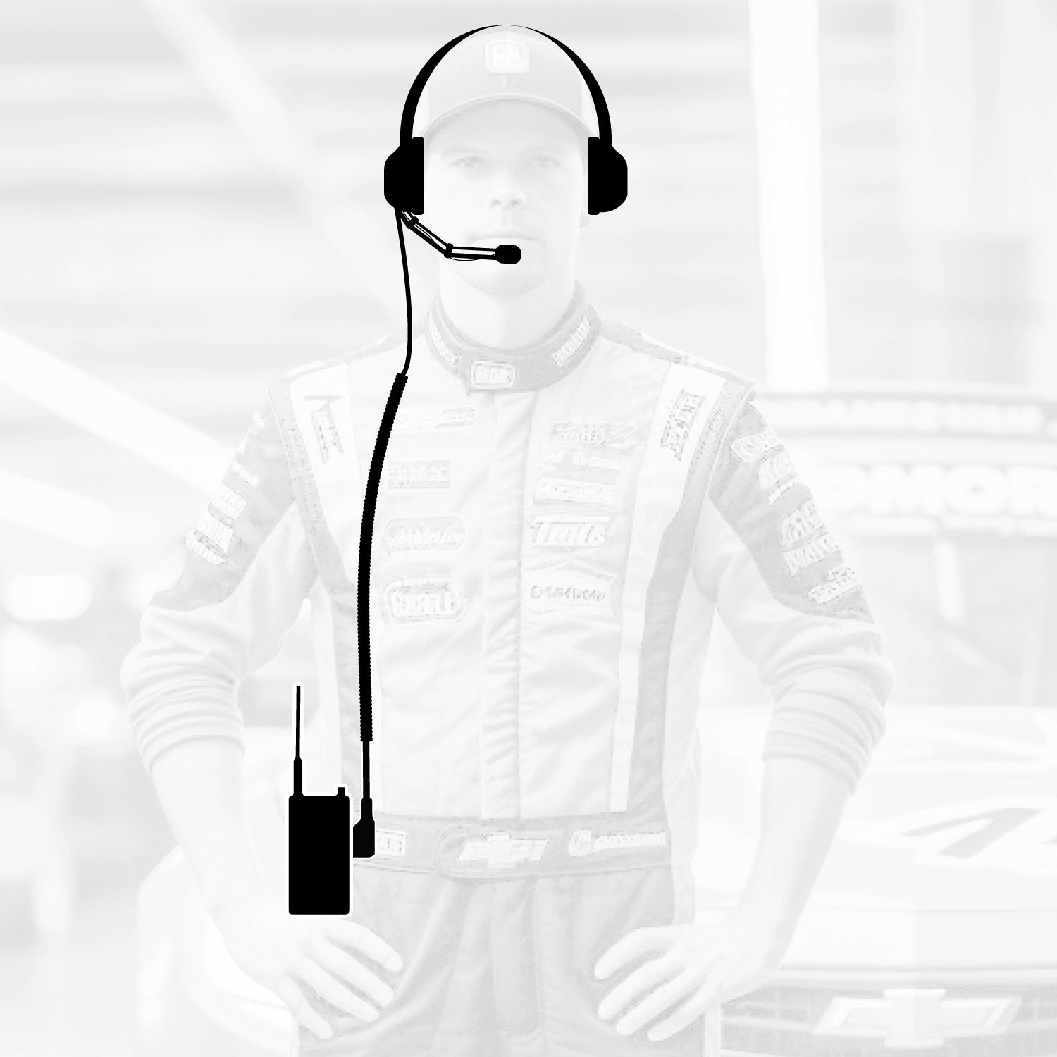 Crew Chief - H42 Spotter Headset and Rugged Handheld Radio Package - Single Radio with Nitro Bee X / RDH Digital UHF Radio / Black