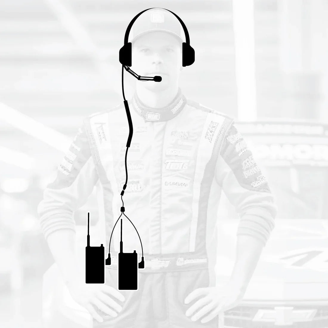 Crew Chief - H42 Spotter Headset and Rugged Handheld Radio Package - Single Radio with Nitro Bee X / R1 Business Band Handheld - Digital and Analog / Blue