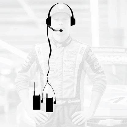 Crew Chief - H42 Spotter Headset and Rugged Handheld Radio Package - Single Radio with Nitro Bee X / RDH Digital UHF Radio / Black