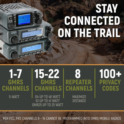 GMRS Mobile Radio Kit for Jeep Wrangler TJ LJ and JK - JK 2-Door (07-10) and JKU 4-Door (07-19) / G1 Waterproof