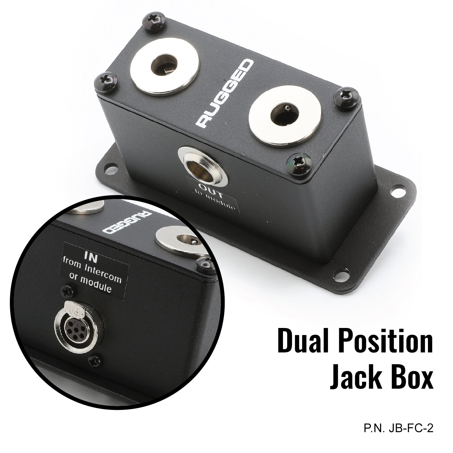 Jack Box Headset Stations for RRP800 Fire & Safety Intercoms - Single Position Jack Box with Dual PTT