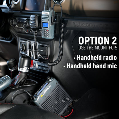 Handheld Radio Grab Bar Mount for Jeep Wrangler JK JKU JL and Gladiator JT - JK - Radio/Hand Mic Mount