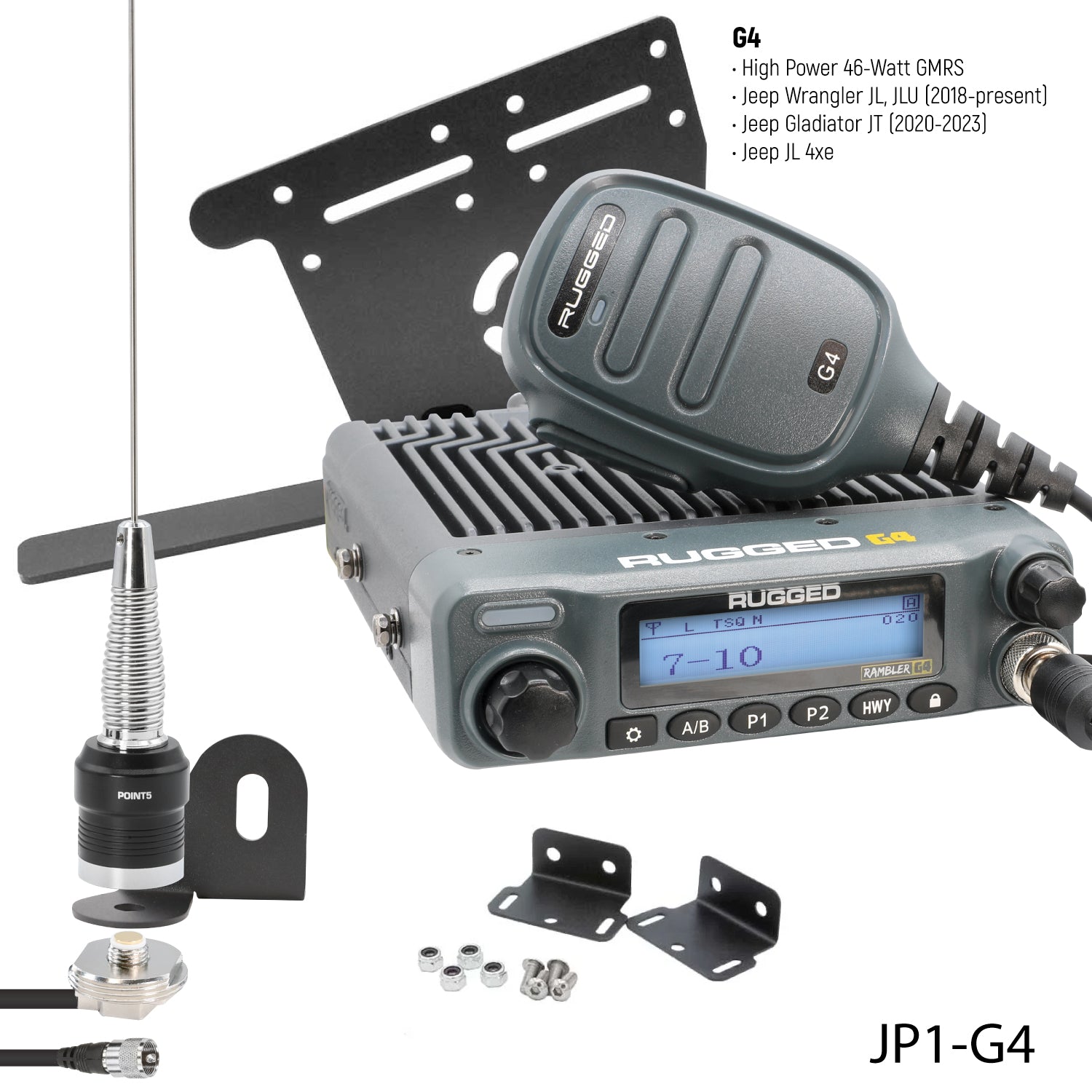 GMRS Mobile Radio Kit for Jeep Wrangler JL and Gladiator JT - Rambler G4