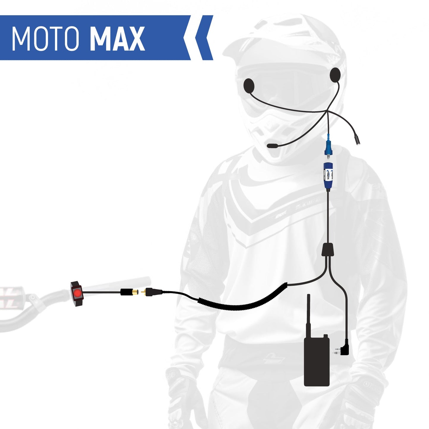 MOTO MAX Complete Motorcycle Communication Kit with Heavy-Duty OFFROAD Cables - R1