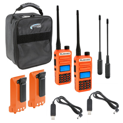 Adventure Pack - Rugged GMR2 PLUS - GMRS and FRS Two Way Handheld Radios with Accessories - Grey
