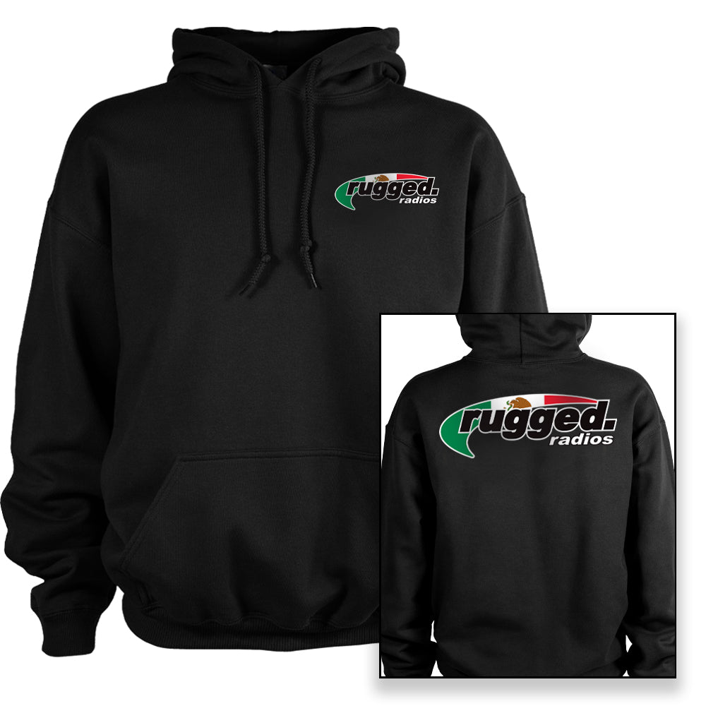 Rugged Radios MEXICAN FLAG Pullover Hoodie - Black - XL