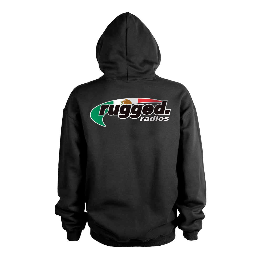 Rugged Radios MEXICAN FLAG Pullover Hoodie - Black - XXXXL