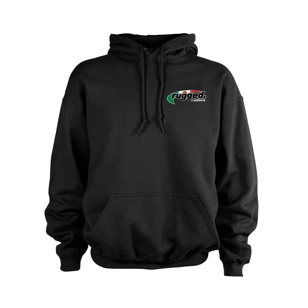 Rugged Radios MEXICAN FLAG Pullover Hoodie - Black - XXXXL