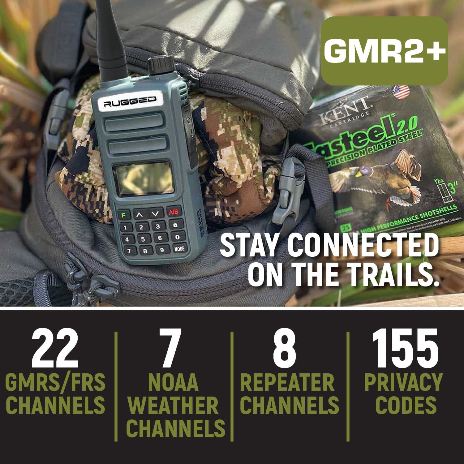 2 Pack - Rugged GMR2 PLUS - GMRS and FRS Two Way Handheld Radios - Safety Yellow