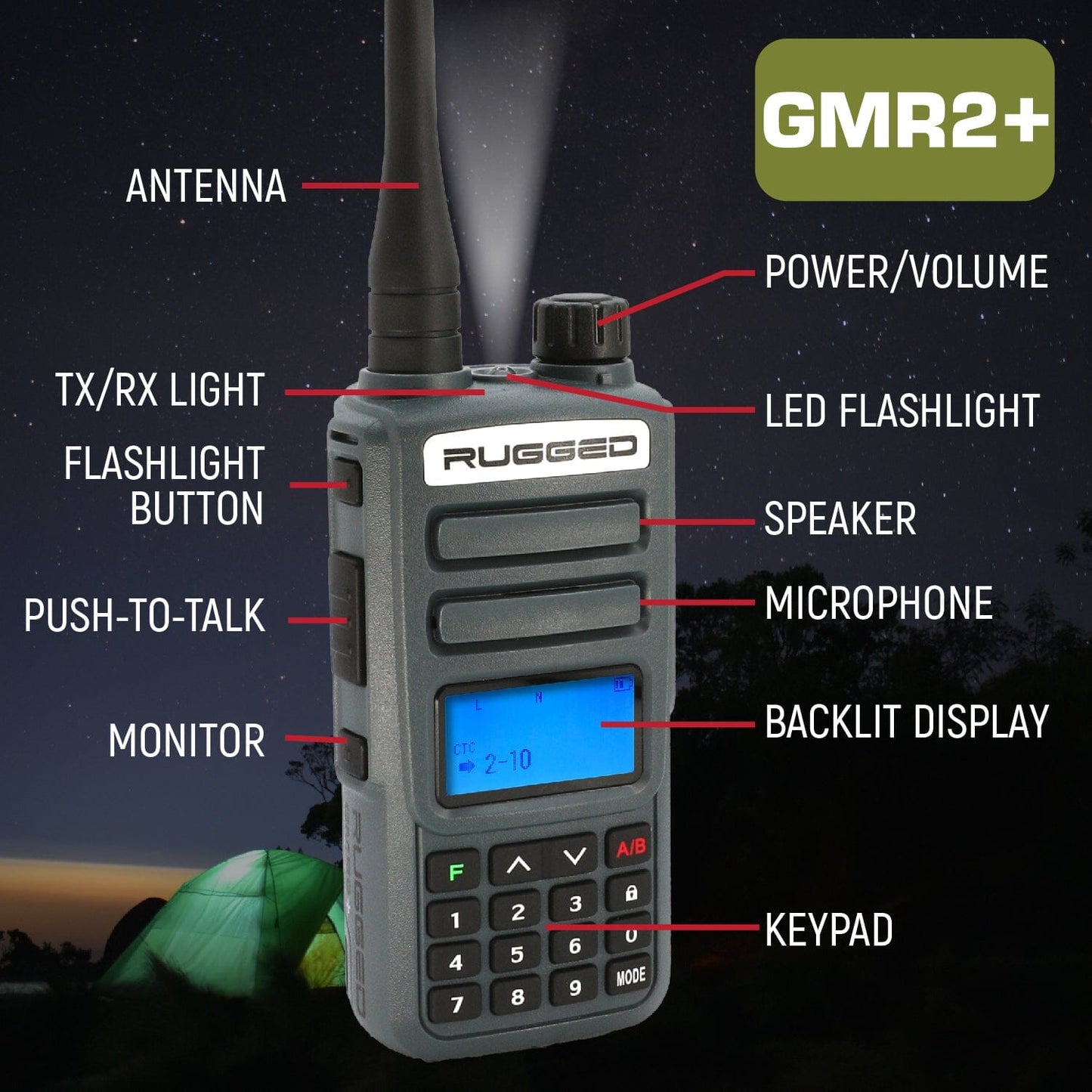 2 Pack - Rugged GMR2 PLUS - GMRS and FRS Two Way Handheld Radios - Safety Yellow