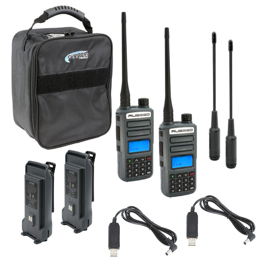 Adventure Pack - Rugged GMR2 PLUS - GMRS and FRS Two Way Handheld Radios with Accessories - Safety Orange
