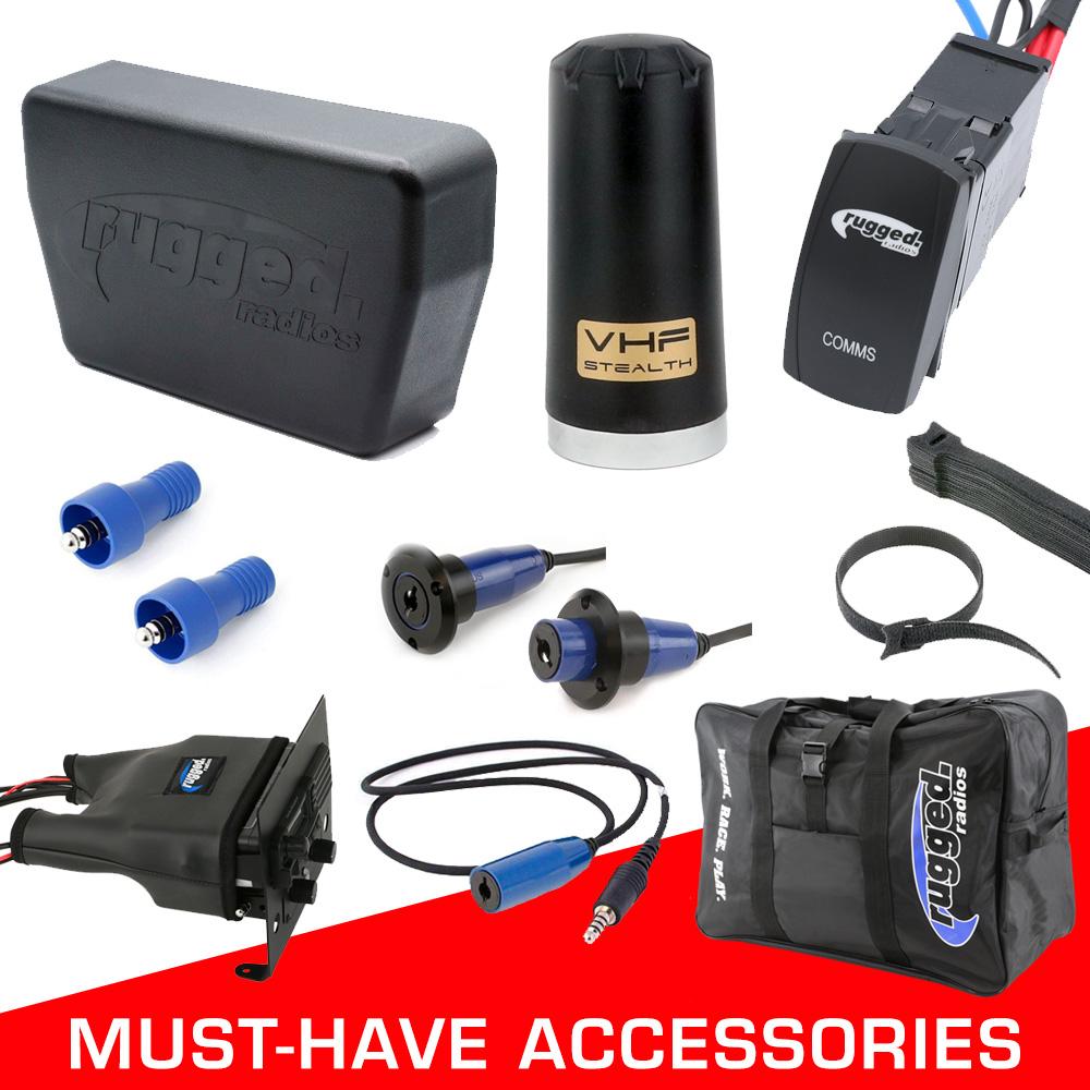 Alpha Accessory Pack For Rugged UTV SXS Intercom Radio Communication Systems - Without Intercom Extension Cables (for Headsets)