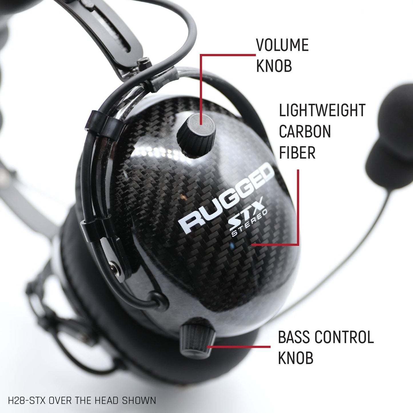 AlphaBass Carbon Fiber Stereo Headset with Bass Boost and Volume Control (OTH and BTH) - Over The Head