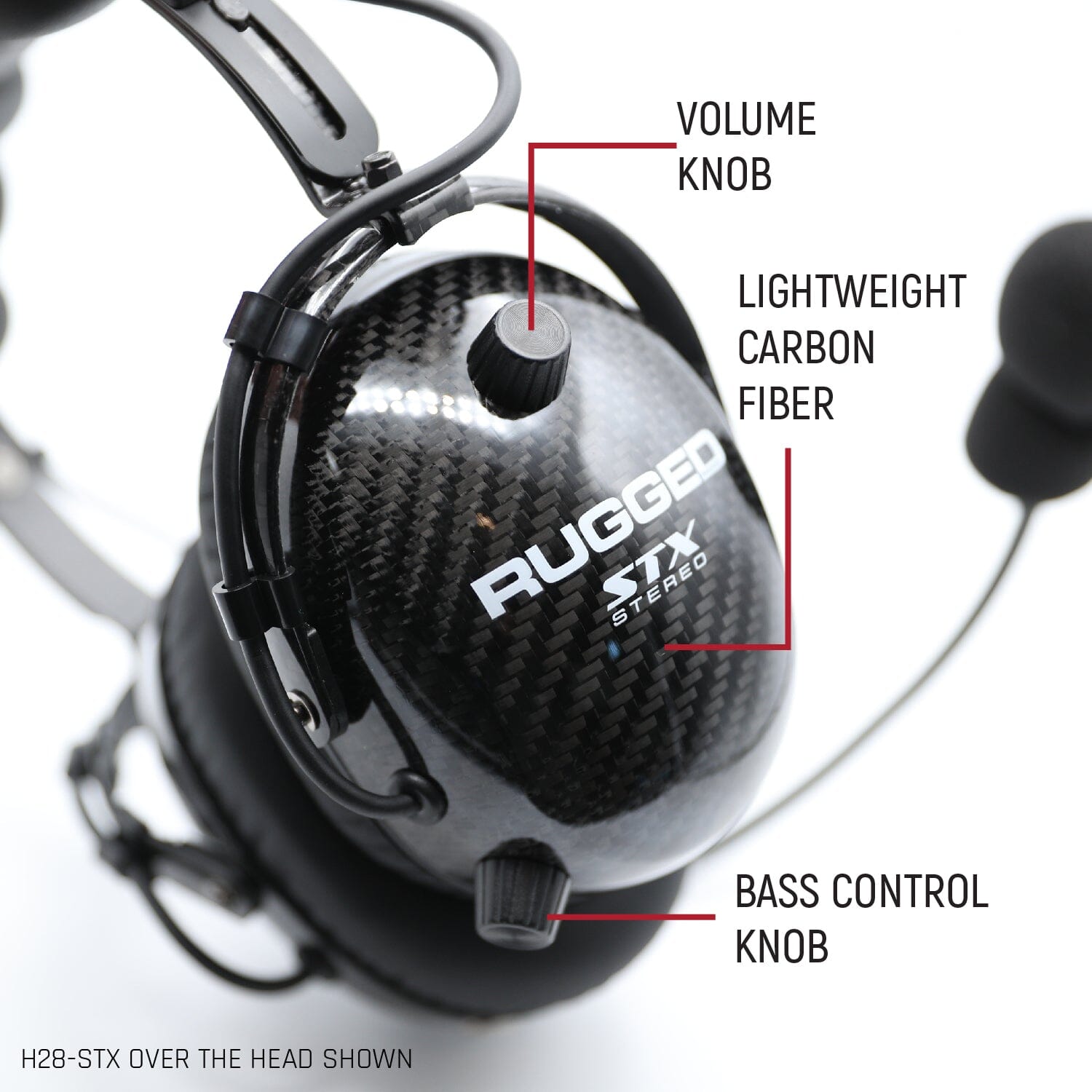 AlphaBass Carbon Fiber Stereo Headset with Bass Boost and Volume Control (OTH and BTH) - Over The Head