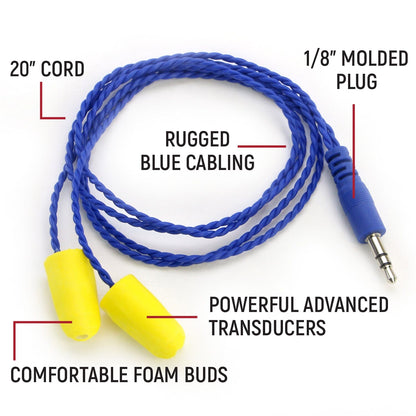 AlphaBud Foam Earbud Speakers - Mono and Stereo - Stereo