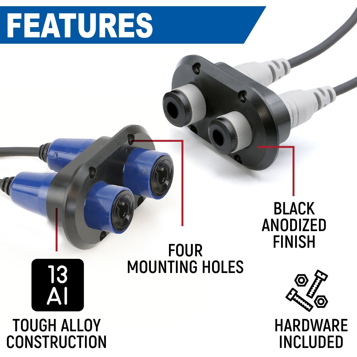 Dual Headset / Helmet Jack Flush Mount - Offroad