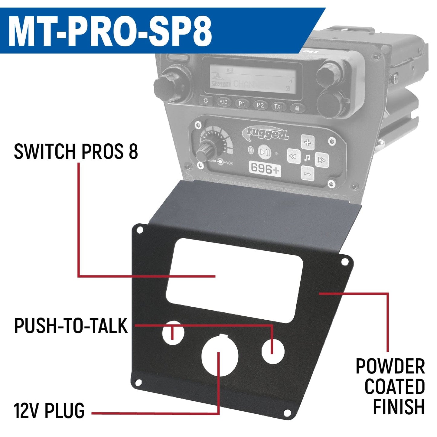 Lower Accessory Panel for Polaris RZR PRO XP RZR Turbo R and RZR PRO R Dash Mount Radio and Intercom - Scosche M8RIX