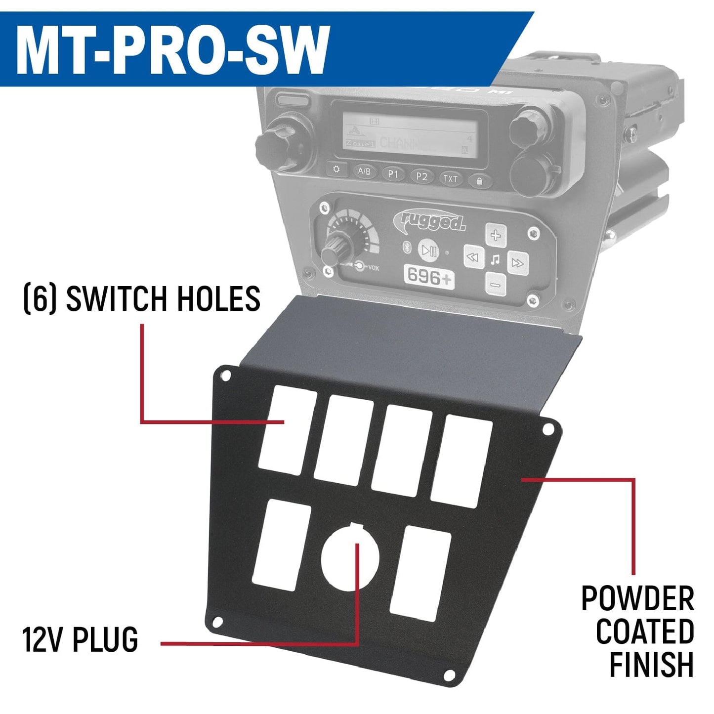 Lower Accessory Panel for Polaris RZR PRO XP RZR Turbo R and RZR PRO R Dash Mount Radio and Intercom - Rocker Switch