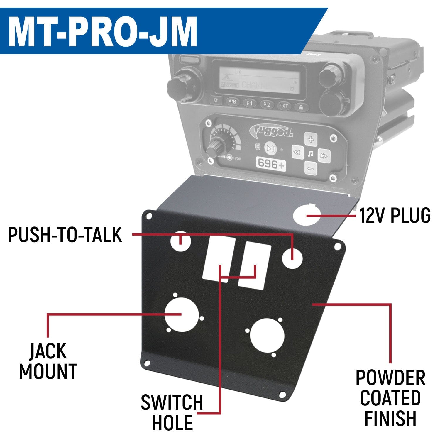 Lower Accessory Panel for Polaris RZR PRO XP RZR Turbo R and RZR PRO R Dash Mount Radio and Intercom - Switch Pros 12