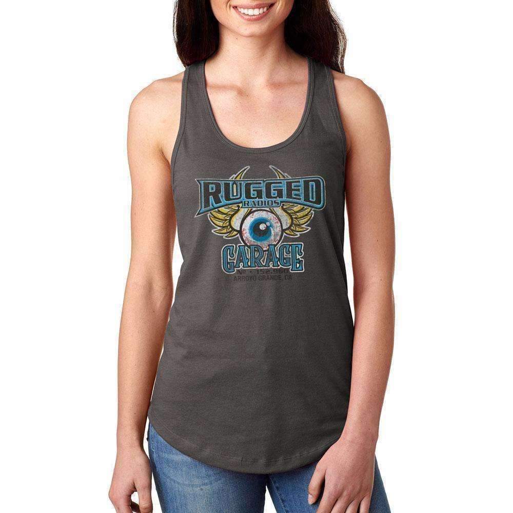 Rugged Radios GARAGE Ladies Racerback Tank Top - Grey - Small
