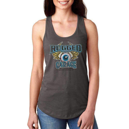 Rugged Radios GARAGE Ladies Racerback Tank Top - Grey - Small