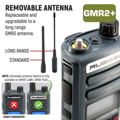 Rugged GMR2 PLUS - GMRS and FRS Two Way Handheld Radio - Safety Yellow