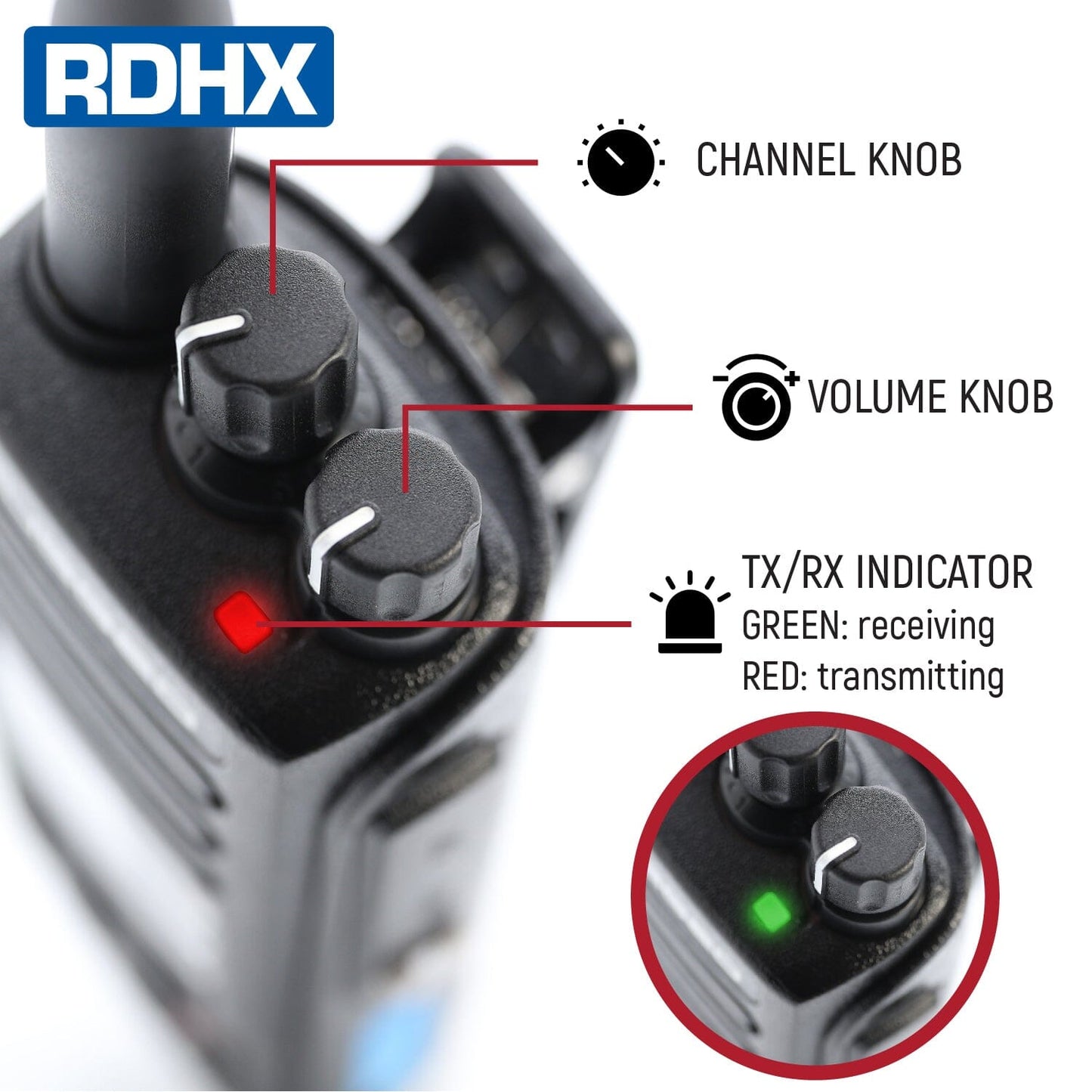 WATERPROOF - Rugged RDH-X - Business Band Two Way Handheld Radio - Digital and Analog - Black