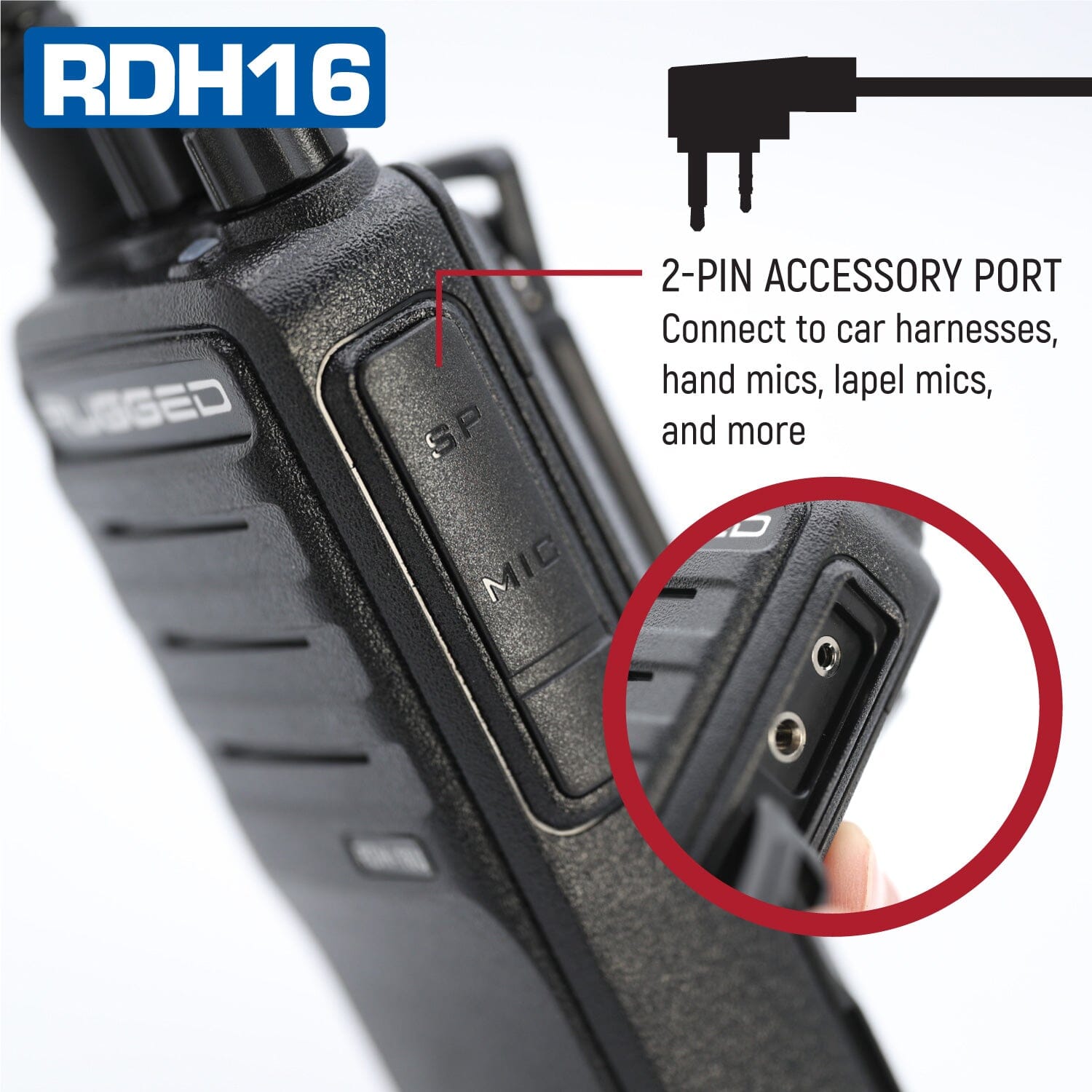 Rugged RDH16 - Business Band Two Way Handheld Radio - Digital and Analog - UHF / Safety Yellow
