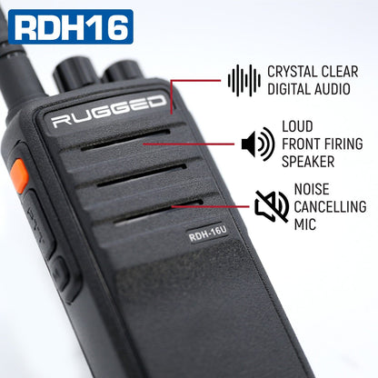 Rugged RDH16 - Business Band Two Way Handheld Radio - Digital and Analog - UHF / Safety Yellow