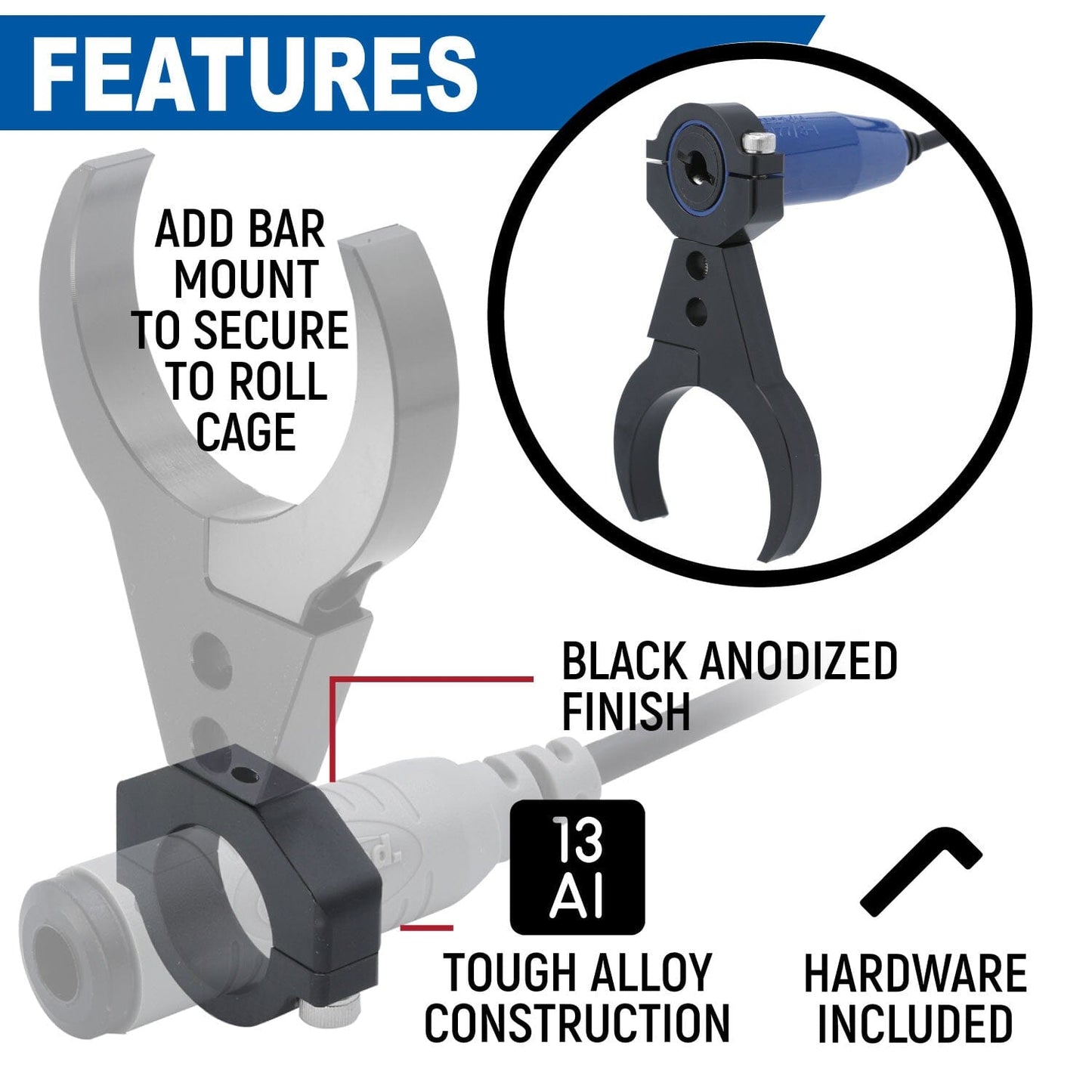 Single Headset / Helmet Jack - Bar Mount - Offroad