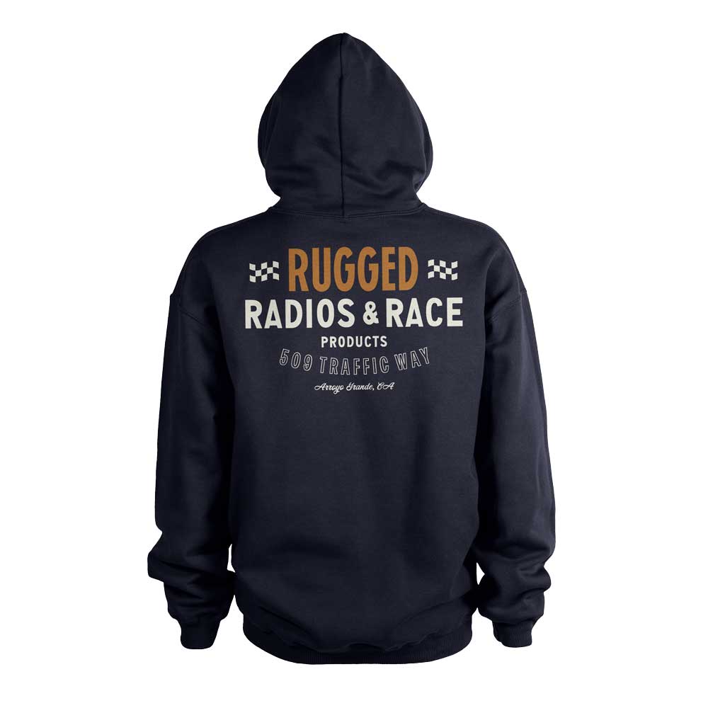 Rugged Radios VINTAGE RACE Pullover Hoodie - Navy Blue - Large